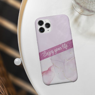 Elegant roze glitter-marmer iPhone Case