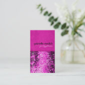 Elegant Roze Glitter Metallic Sequence Patroon Visitekaartje (Staand voorkant)