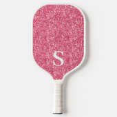 Elegant Roze Glitter Monogram Initiaal Pickleball Paddle (Achterkant)