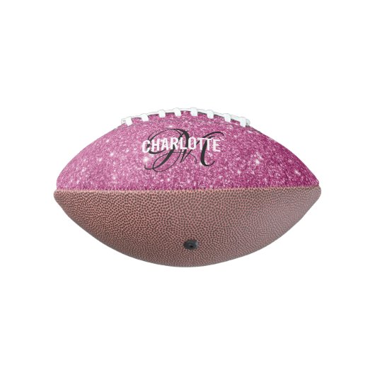 Elegant roze glitter monogram naam football (Gedraaid 270)