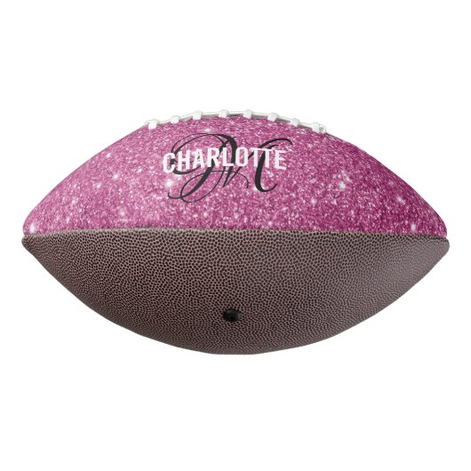 Elegant roze glitter monogram naam football (Gedraaid 270)