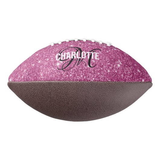 Elegant roze glitter monogram naam football (Gedraaid 270)