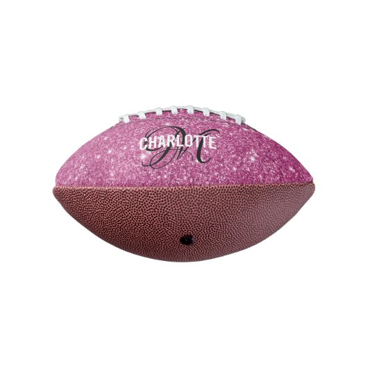 Elegant roze glitter monogram naam football (Gedraaid 270)