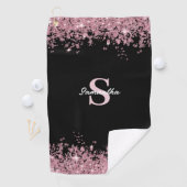 Elegant roze Glitter Monogram Naam Golfhanddoek (Insitu)