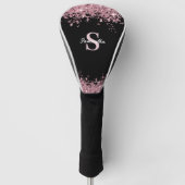Elegant roze Glitter Monogram Naam Golfheadcover (Voorkant)