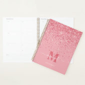 Elegant Roze Glitter Monogramnaam Planner (Display)