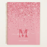 Elegant Roze Glitter Monogramnaam Planner<br><div class="desc">Elegant Chic Pink Glitter Glam Monogramme Name Planner</div>