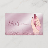 Elegant Roze Glitter Nail Artist Manicure Beauty Visitekaartje (Voorkant)