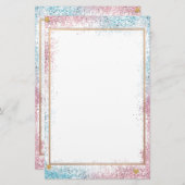 Elegant roze glitter-papier, 5,5 x 8,5 inch briefpapier (Voorkant / Achterkant)
