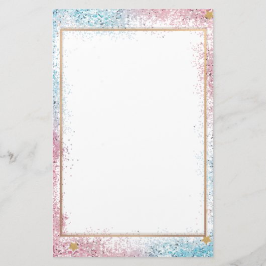 Elegant roze glitter-papier, 5,5 x 8,5 inch briefpapier (Achterkant)