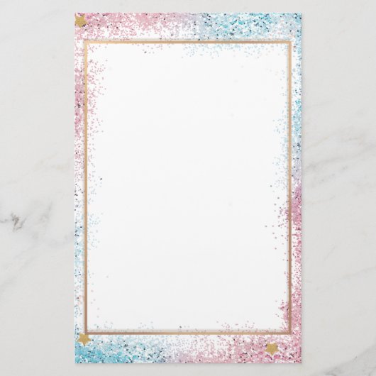 Elegant roze glitter-papier, 5,5 x 8,5 inch briefpapier (Voorkant)