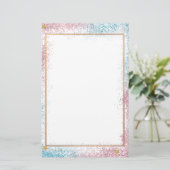 Elegant roze glitter-papier, 5,5 x 8,5 inch briefpapier (Staand voorkant)