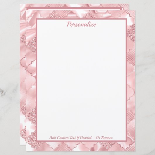 Elegant Roze Glitter Patroon Gepersonaliseerd (Voorkant / Achterkant)