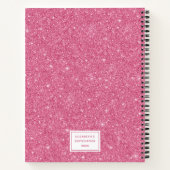 Elegant roze glitter Photo Sketchbook with Name No Notitieboek (Achterkant)
