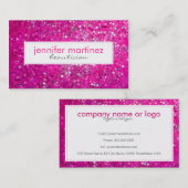 Elegant Roze Glitter Schoonheidsspecialiste Visite Visitekaartje (Voorkant / Achterkant)