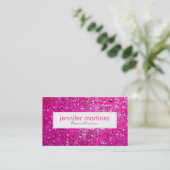 Elegant Roze Glitter Schoonheidsspecialiste Visite Visitekaartje (Staand voorkant)