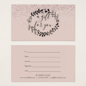 Elegant Roze Glitter Slinger Certeficat Visitekaartje (Voorkant /achterkant)