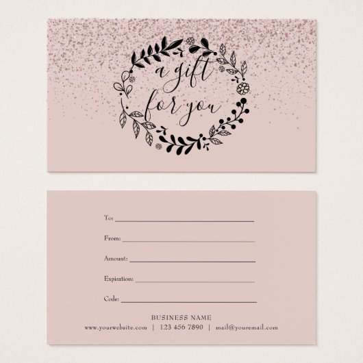 Elegant Roze Glitter Slinger Certeficat Visitekaartje (Voorkant /achterkant)