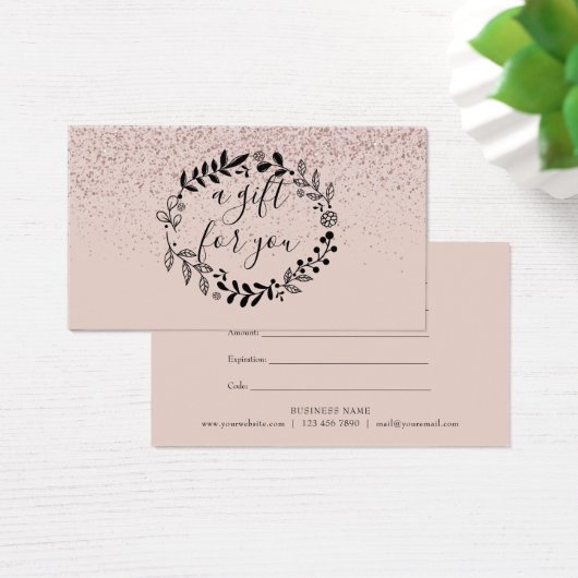 Elegant Roze Glitter Slinger Certeficat Visitekaartje (Bureau)