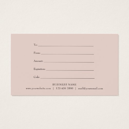 Elegant Roze Glitter Slinger Certeficat Visitekaartje (Achterkant)