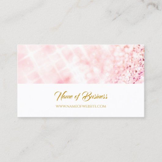 Elegant Roze Glitter Sparkle Bokeh Goud Script Visitekaartje (Voorkant)