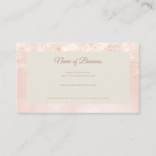 Elegant Roze Glitter Sparkle Professioneel Script Visitekaartje (Achterkant)