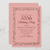 Elegant roze glitter Sparkle Women 100th Birthday Kaart (Voorkant / Achterkant)