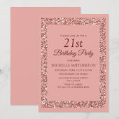 Elegant roze glitter Sparkle Women 21st Birthday Kaart (Voorkant / Achterkant)