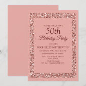 Elegant roze glitter Sparkle Women 50th Birthday Kaart (Voorkant / Achterkant)