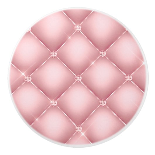 Elegant Roze Glitter Tuft Patroon Keramische Knop (Voorkant)