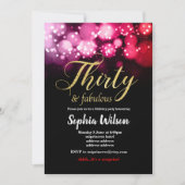 elegant roze glitter - uitnodiging voor verjaardag (Voorkant)