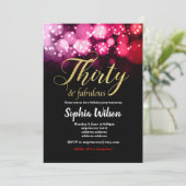 elegant roze glitter - uitnodiging voor verjaardag (Staand voorkant)