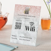 Elegant roze glitter Wifi QR Code Logo Reclamebord Met Voetstuk (Insitu)