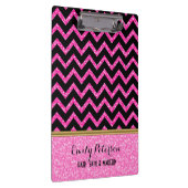 Elegant Roze Glitter Zwart Chevron Goud Accenten C Klembord (Rechts)