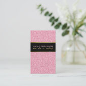 Elegant roze glitter zwart en goud visitekaartje (Staand voorkant)