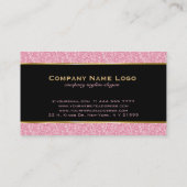 Elegant roze glitter zwart en goud visitekaartje (Achterkant)