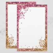 Elegant roze glitterpapier, 5,5 x 8,5 inch briefpapier (Voorkant / Achterkant)