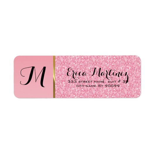 Elegant roze glitterpatroon etiket (Voorkant)