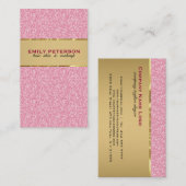 Elegant roze glitterpatroon met gouden accenten visitekaartje (Voorkant / Achterkant)