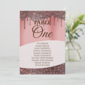 Elegant roze glitterzitje Tabel 1 Kaart (Staand voorkant)