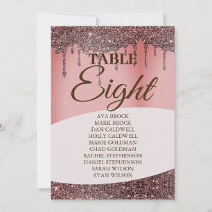 Elegant roze glitterzitje Tabel 8 Acht Kaart