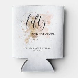 Elegant roze & Gold 50 & Fabulous 50th Birthday Blikjeskoeler