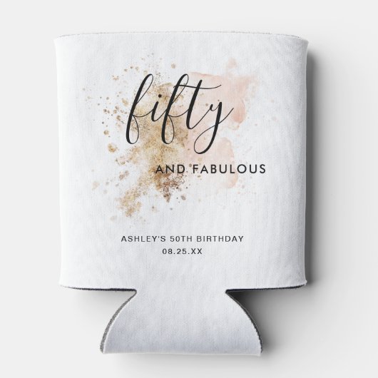 Elegant roze & Gold 50 & Fabulous 50th Birthday Blikjeskoeler (Achterkant)