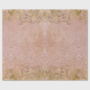 Elegant  Roze Gold Foil Damask-decoupage Cadeaupapier