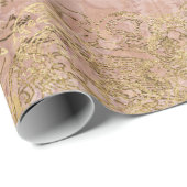 Elegant  Roze Gold Foil Damask-decoupage Cadeaupapier (Rol Hoek)