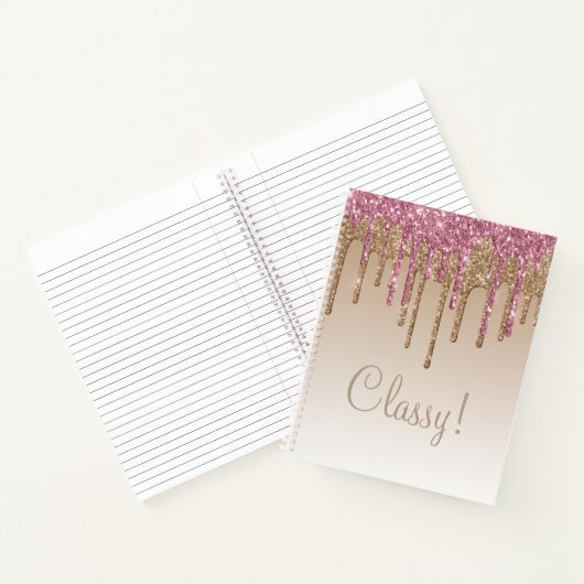 Elegant roze & Gold Glitter Classy Script Girly Notitieboek (Binnen)