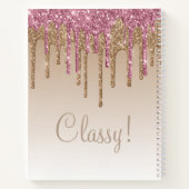 Elegant roze & Gold Glitter Classy Script Girly Notitieboek (Achterkant)