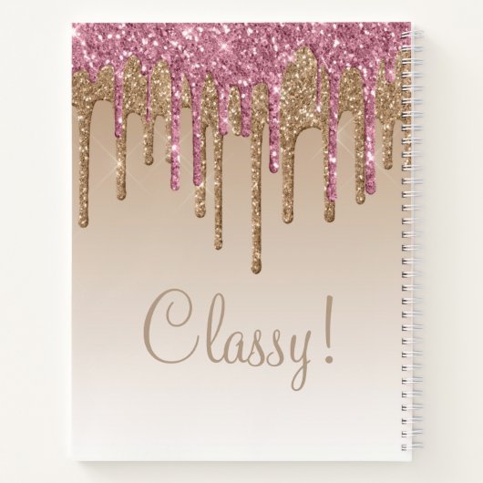 Elegant roze & Gold Glitter Classy Script Girly Notitieboek (Achterkant)