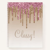 Elegant roze & Gold Glitter Classy Script Girly Notitieboek (Voorkant)