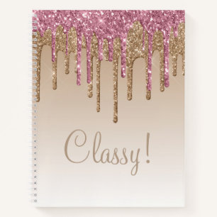 Elegant roze & Gold Glitter Classy Script Girly Notitieboek